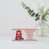 バスケッパーソナライズされた赤と白ットボールジャージー 名刺 (スタンド正面)