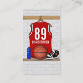 バスケッパーソナライズされた赤と白ットボールジャージー 名刺 (裏面)