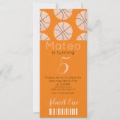 バスケッモダントボールパターンチケットスタイルパーティーイン 招待状 (正面)