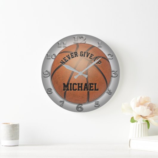 バスケッ与えトボールのネバーアップ ラージ壁時計 (ホーム)