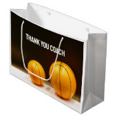 バスケッ感謝していボールコーチ大きな抱き枕 ラージペーパーバッグ (正面アングル)
