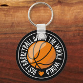 バスケッ最高のトボールスポーツパパスタンプブラックオレンジボール キーホルダー (正面)