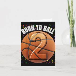 バスケッ生まれトル2nd誕生日へ2人の女の子の男の子 カード