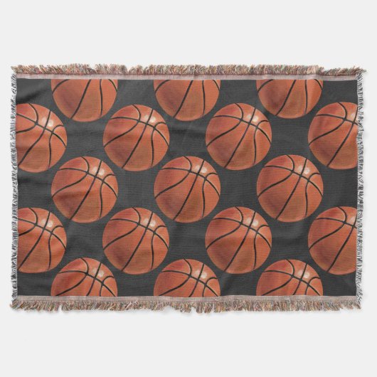 バスケッ絵を描トパターン スローブランケット (正面)