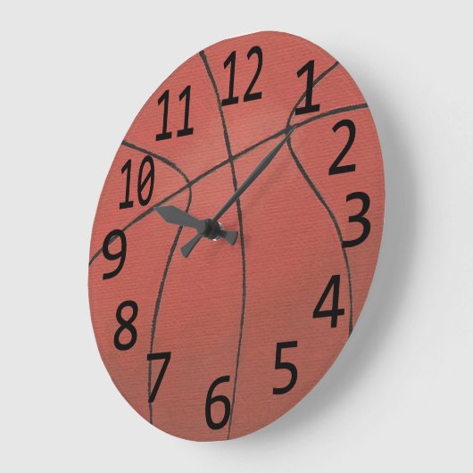 バスケッ絵画トボールの大きな黒のナンバーズスポーツラール ラージ壁時計 (傾斜)