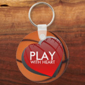 バスケッ遊プのキーチェーン付きハート キーホルダー (正面)