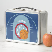 バスケッ10代のトボールボールフープ青キッズ メタルランチボックス (インサイチュ)