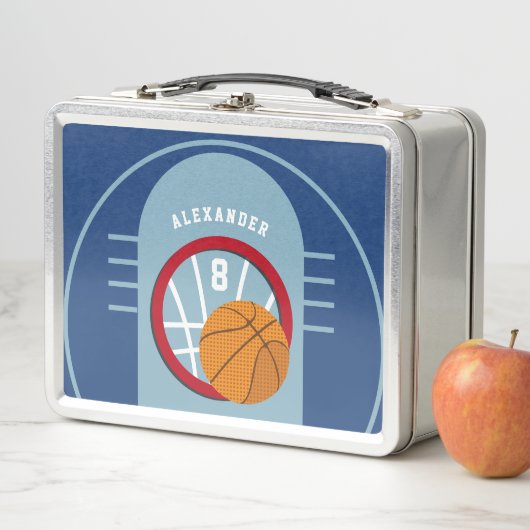 バスケッ10代のトボールボールフープ青キッズ メタルランチボックス (インサイチュ)