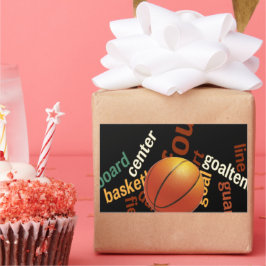 バスケバスケットボールのスポーツ狂信者。 長方形シール