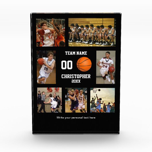 バスケパーソナライズされたットコラージュ フォトブロック (正面)