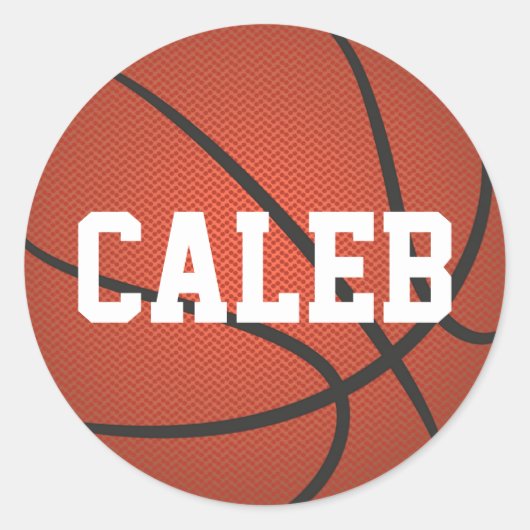 バスケパーソナライズされたットシールに名前を付ける ラウンドシール (正面)