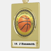 バスケパーソナライズされたットチャンピオンズリーグデザイン ゴールドプレートバナーオーナメント (左)