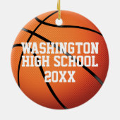 バスケパーソナライズされたットチームのクリスマス セラミックオーナメント (裏面)