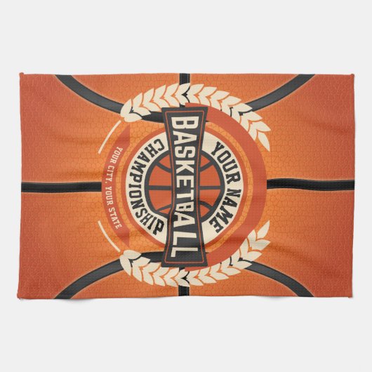 バスケパーソナライズされたットチームプレーカスタムヤーアスリート キッチンタオル (横)