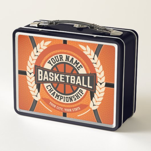バスケパーソナライズされたットチームプレーカスタムヤーアスリート メタルランチボックス (裏面)