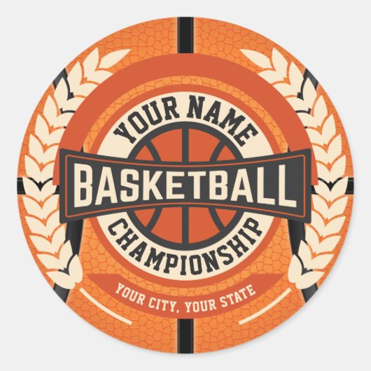 バスケパーソナライズされたットチームプレーカスタムヤーアスリート ラウンドシール (正面)