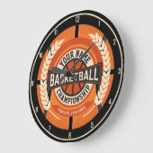 バスケパーソナライズされたットチームプレーカスタムヤーアスリート ラージ壁時計 (傾斜)