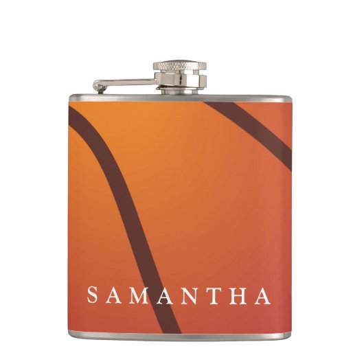 バスケパーソナライズされたットテーマのフラスコ フラスク (正面)