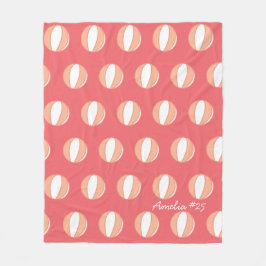 バスケパーソナライズされたットネームコーラルホワイトカスタム フリースブランケット