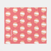 バスケパーソナライズされたットネームコーラルホワイトカスタム フリースブランケット (正面(横))