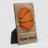 バスケパーソナライズされたットボールのウッドフロア フォトプラーク (側面)