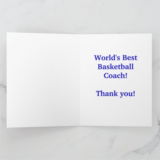 バスケパーソナライズされたットボールの大型カード サンキューカード (内部)