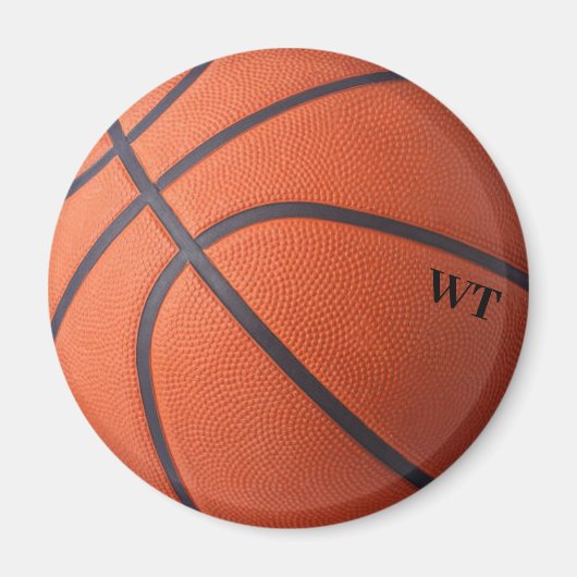 バスケパーソナライズされたットボールイニシャル マグネット (正面)