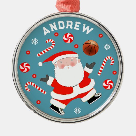 バスケパーソナライズされたットボールコレクタブルメタルオーナメント メタルオーナメント (正面)