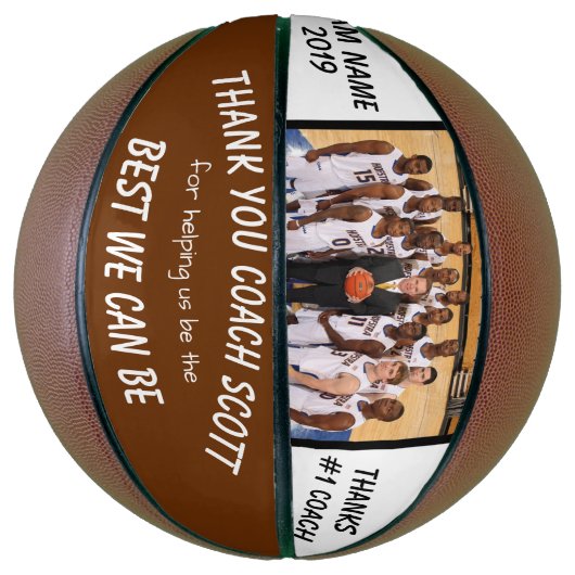 バスケパーソナライズされたットボールコーチの写真ありがとう バスケットボール (縦)