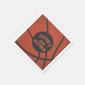 バスケパーソナライズされたットボールバー（ユダヤ教の）バル・ミツバーオレンジブラック スタンダードカクテルナプキン (角)