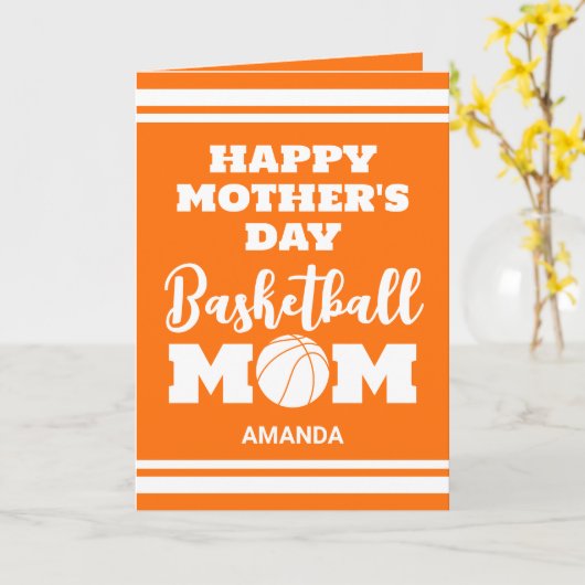 バスケパーソナライズされたットマママママザーズデイ写真 カード (黄色い花)