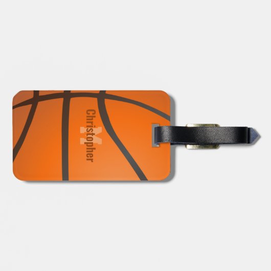 バスケパーソナライズされたットモノグラムイニシャル名ラグ ラゲッジタグ (裏面横)