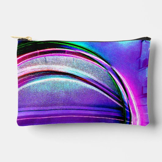 バスケファンキーットパープルとピンクのデザイン アクセサリーポーチ (正面)