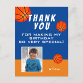 バスケモダンットスポーツ誕生日写真ありがとう ポストカード (正面)