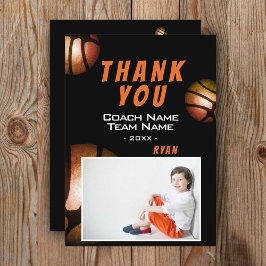 バスケモダンットフォトサンキューコーチカード サンキューカード