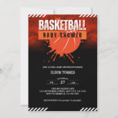 バスケモダンットボールオレンジボールベビーシャワー 招待状 (正面)