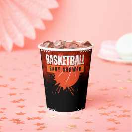 バスケモダンットボールオレンジボールベビーシャワー 紙コップ