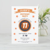 バスケモダンットボールスタースポーツ誕生日 招待状 (スタンド正面)