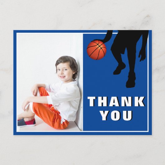 バスケモダンット誕生日写真ありがとう ポストカード (正面)