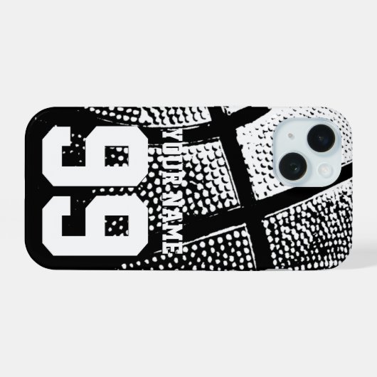 バスケーカスタムルのジャージー番号予算価格 iPhone 15ケース (裏面横)