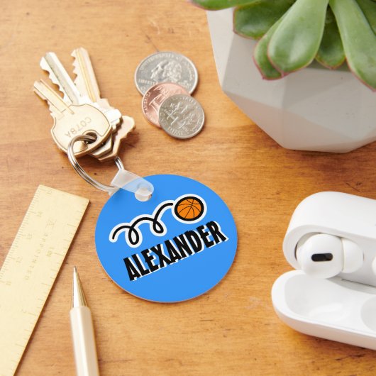 バスケーパーソナライズされたスケットキーチ子供へェン名 キーホルダー (デスク)