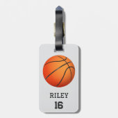 バスケーパーソナライズされたルカスタムバッグラベルギフト ラゲッジタグ (裏面縦)