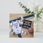 バスケーパーソナライズされたル妊娠発表 招待状 (スタンド正面)