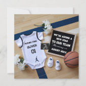 バスケーパーソナライズされたル妊娠発表 招待状 (正面)