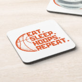バスケ大好きな人へ贈る面白いバスケの格言 Eat Sleep Hoops Repeat コースター (左側)