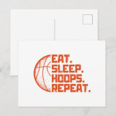 バスケ大好きな人へ贈る面白いバスケの格言 Eat Sleep Hoops Repeat シーズンポストカード (正面/裏面)