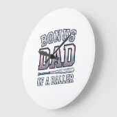 バスケ好きのボーナ Dad ヴィンテージ スポーツTシャツデザイン ラージ壁時計 (傾斜)