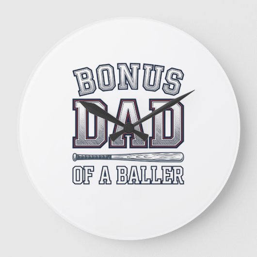 バスケ好きのボーナ Dad ヴィンテージ スポーツTシャツデザイン ラージ壁時計 (正面)