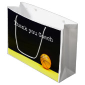 バスケ感謝していットボールのコーチ ラージペーパーバッグ (正面アングル)