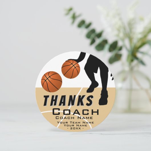 バスケ感謝していットボールプレーヤーのコーチ サンキューカード (スタンド正面)